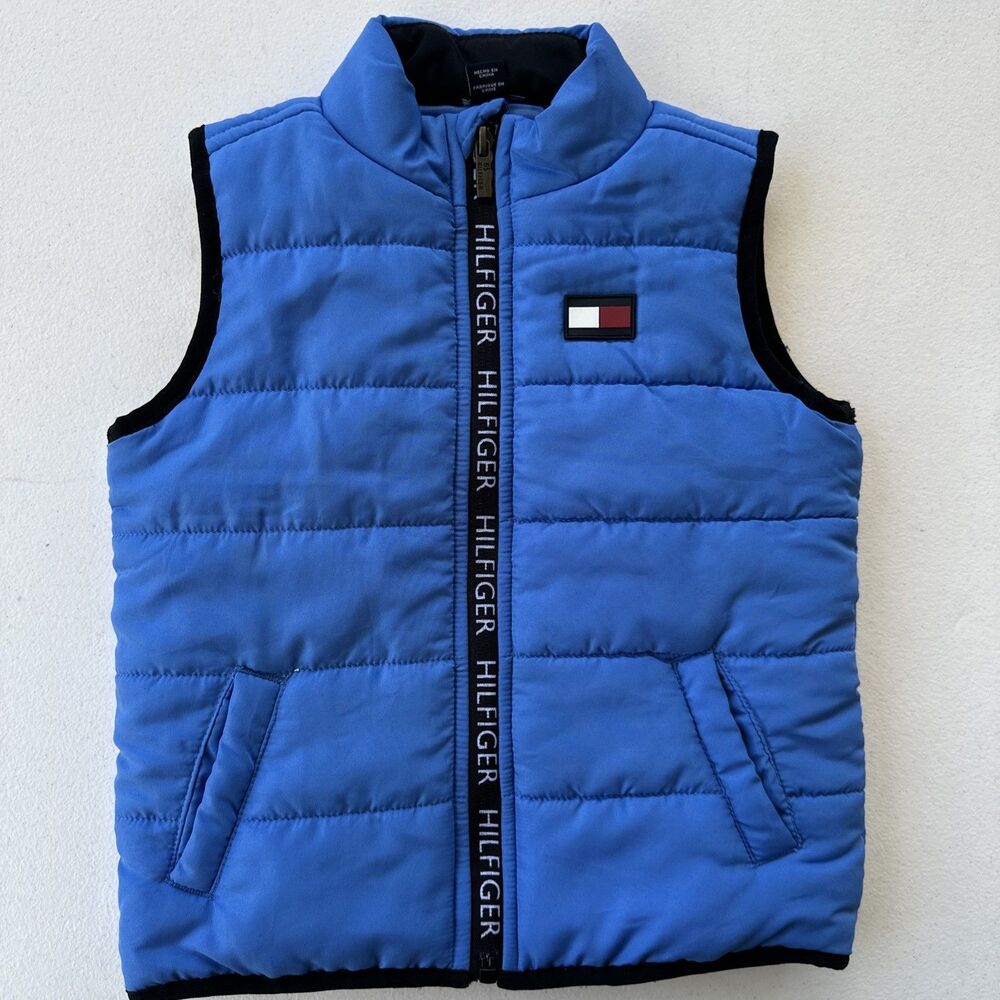 Tommy Hilfiger Toddler Puffer Vest 24 mos Blue Logo Print Full Zip